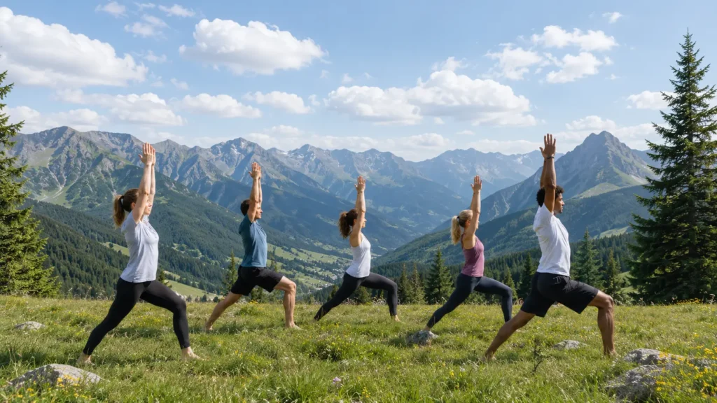 Yoga mit Bergpanorama