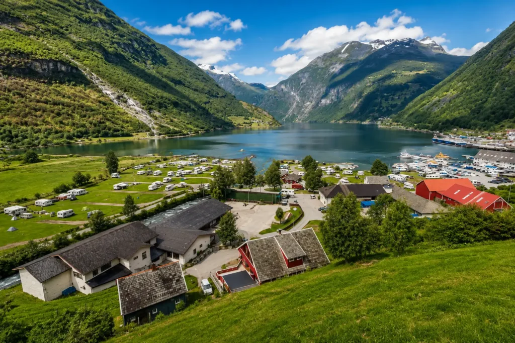 Blick auf Geiranger und den Geirangerfjord