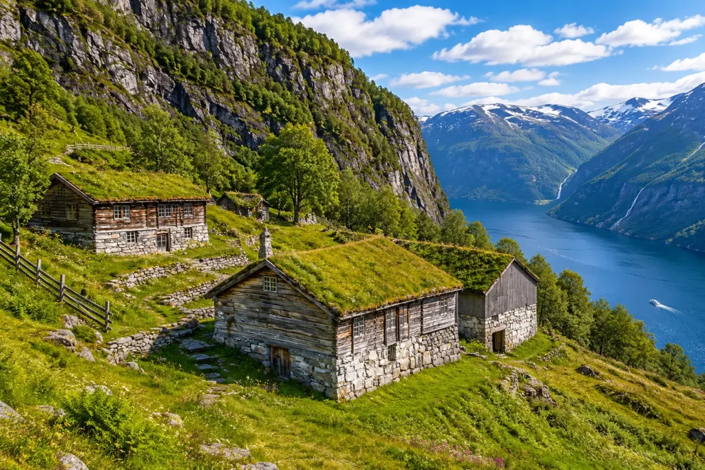 Bergbauernhof über dem Geirangerfjord