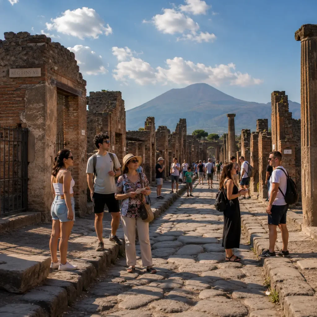 Ruinen von Pompeji mit Blick auf den Vesuv