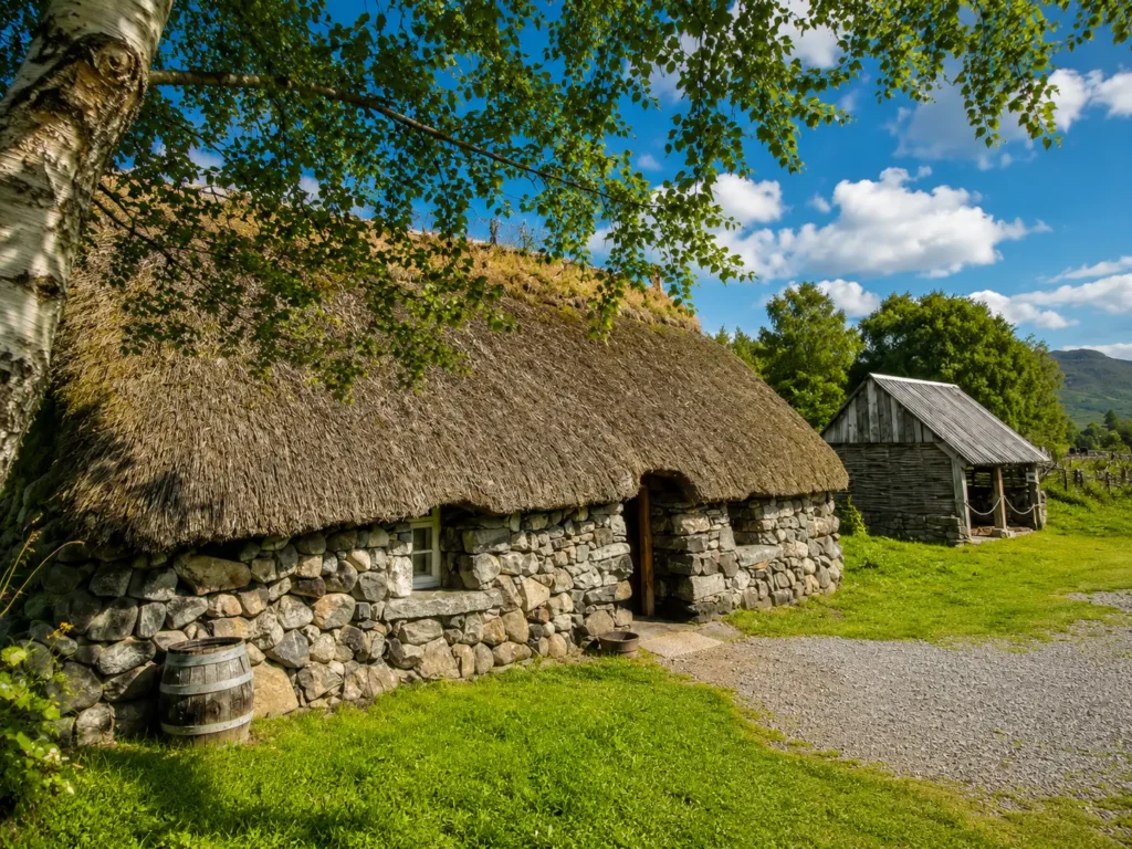 Ein Bauernhaus im Highland Folk Museum