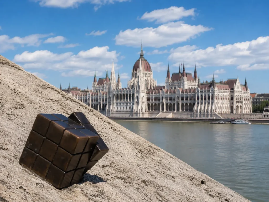 Kolodko-Statue mit dem Parlamentsgebäude in Budapest